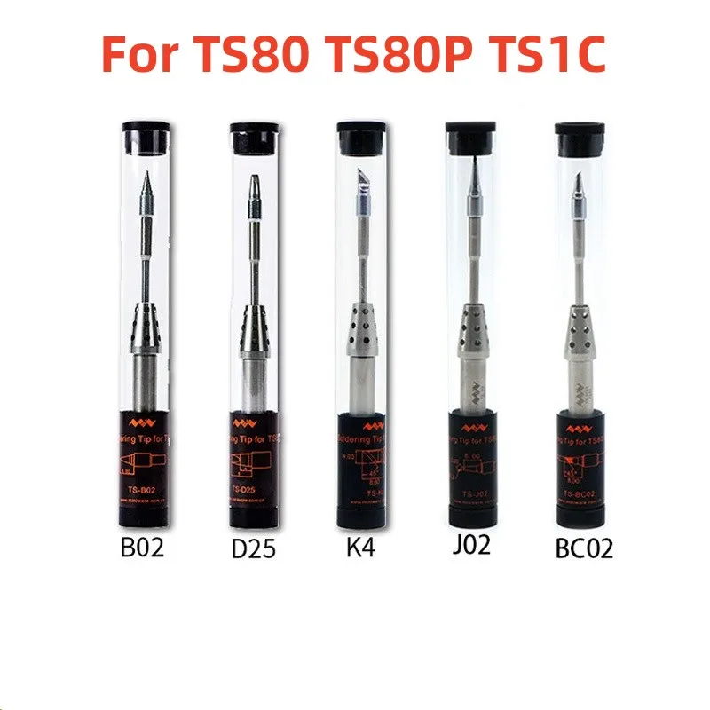 TS-B02/BC02/D25/K4/J02 Soldering Tips For TS80 TS80P TS1C Weldering Station Iron Tip Replacement Ceramic Heating Core Tools