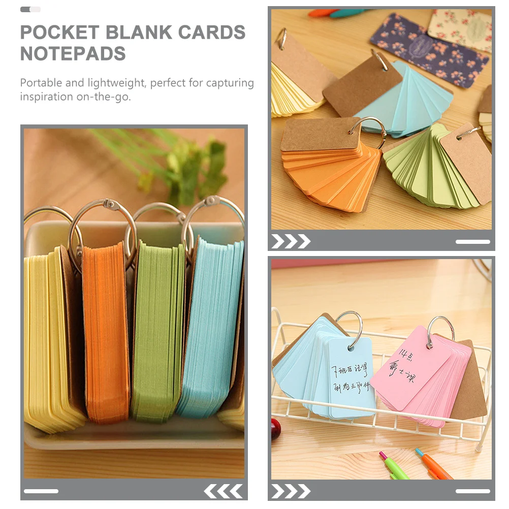 5 Pcs Flash Card Loose-leaf Book Pre Hole Punched Index Cards Note Blank Words Flashcards Memory