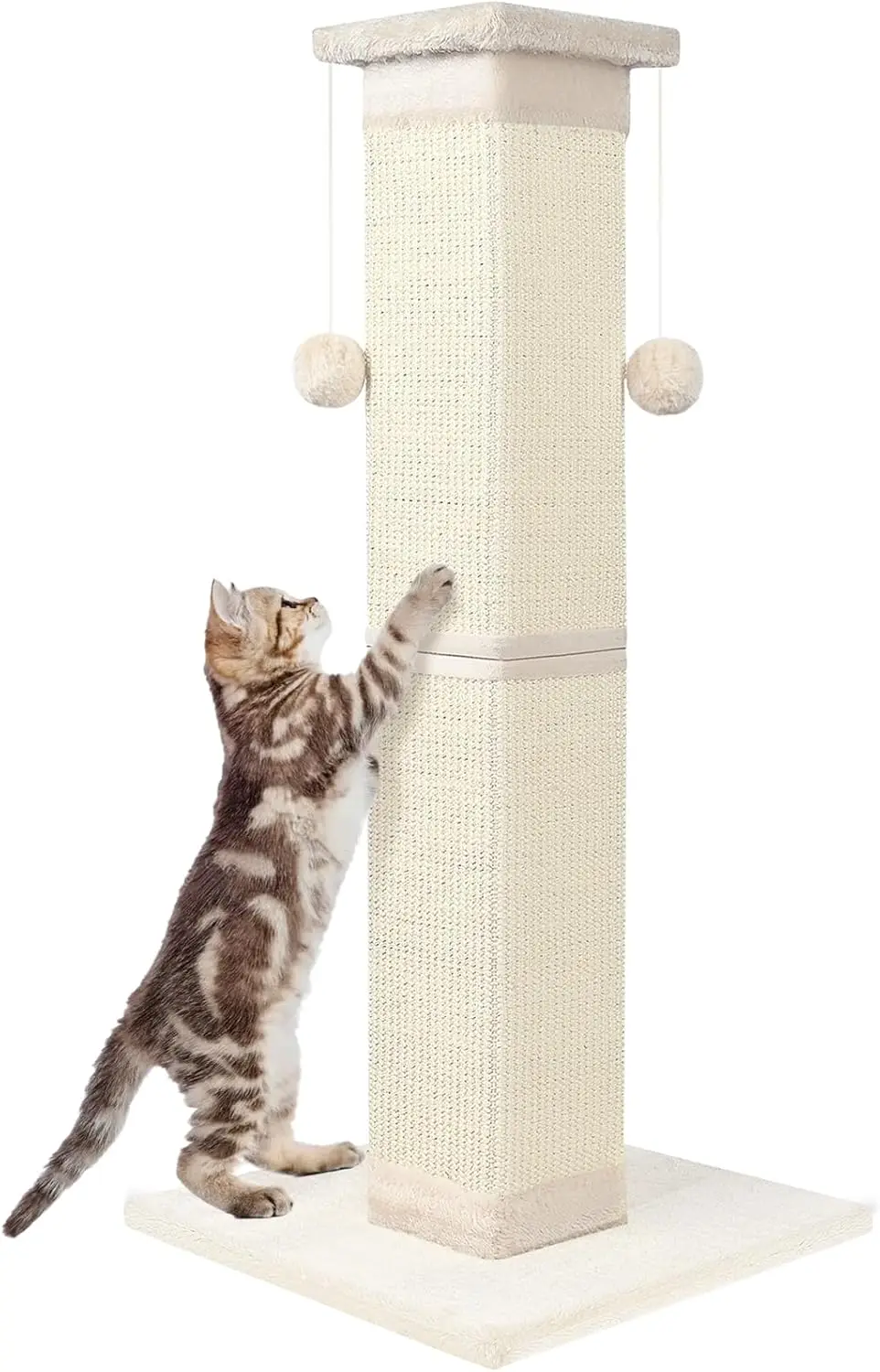 Post 33 Inch Nature Sisal Cat Scratch Post for Indoor Cats, Large Cat Scratcher Protect Your Furniture, for All Breeds