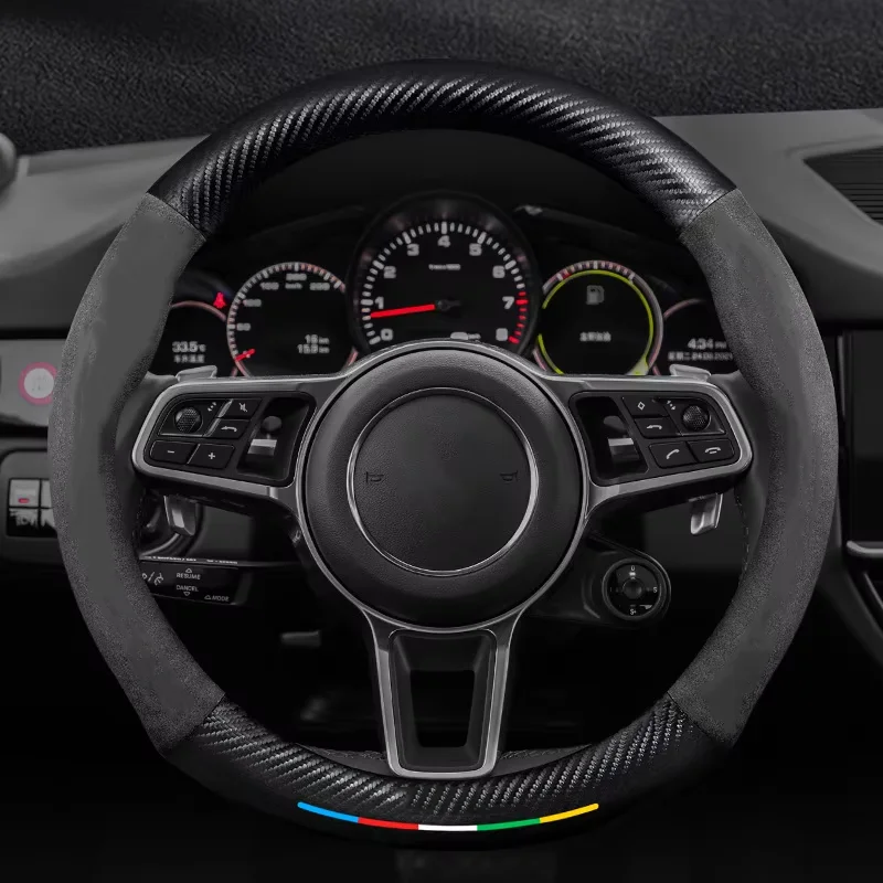 

Car Steering Wheel Cover 38cm Suede Carbon Fiber Steering Wheel Cover For Infiniti G25 G35 G37 Q40 Q50 Q60 Q70 Q80 QX50 QX56