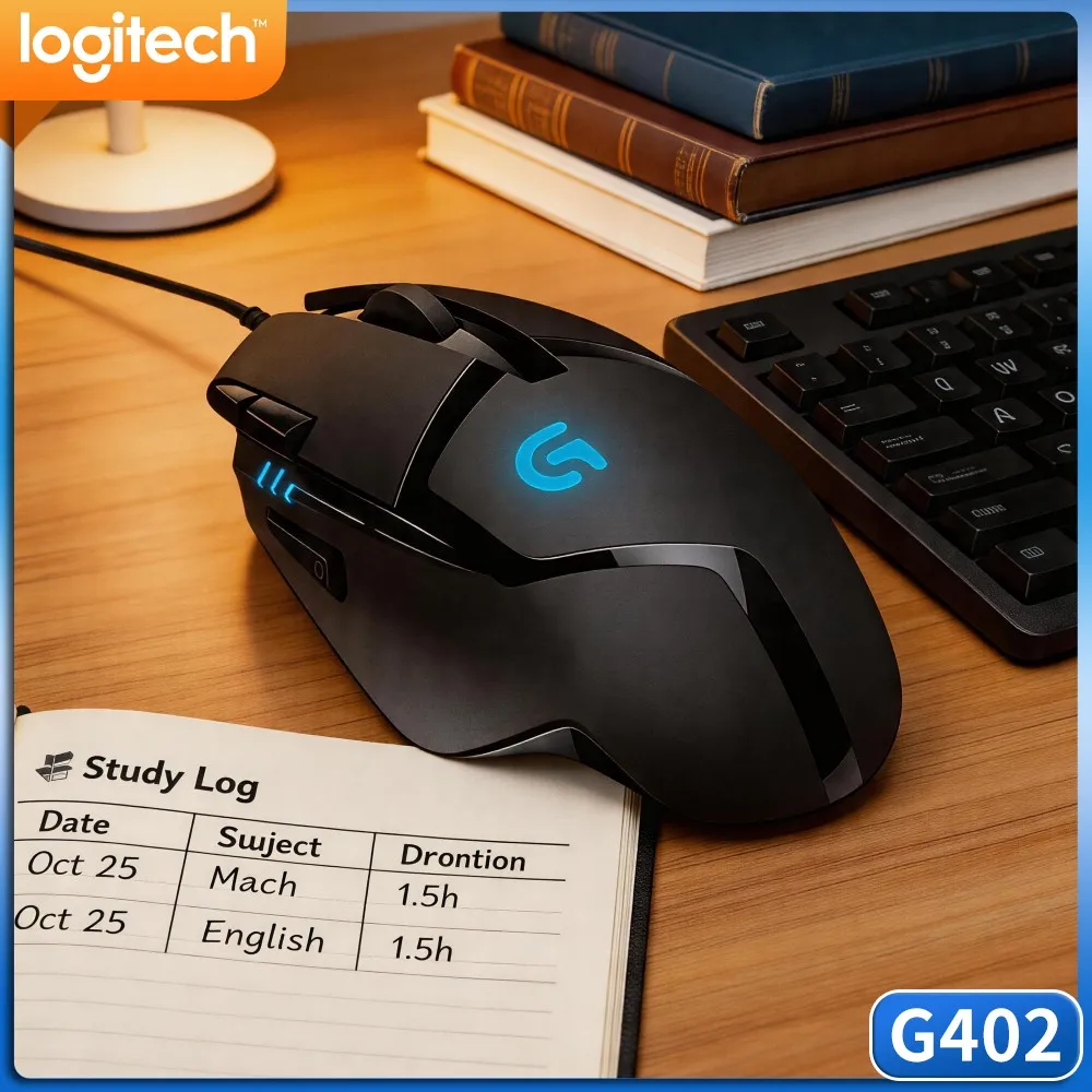 Logitech G402 Wired Gaming Mouse 8 Programmable Function Keys 20 Million Clicks Lifespan For Desktop Work‑Gaming Setup