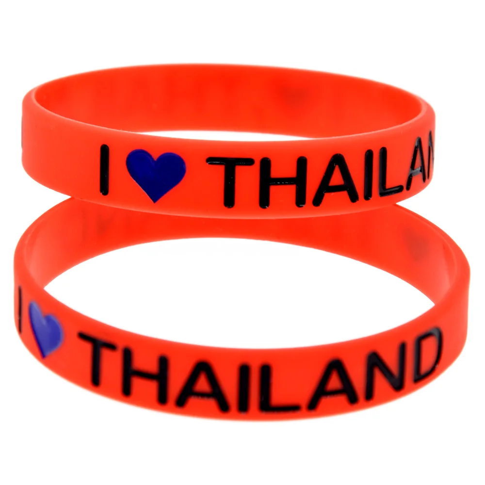 1 PC I Love Thailand Themed Silicone Wristband Travel Commemorative Decorative Jewelry Bracelet