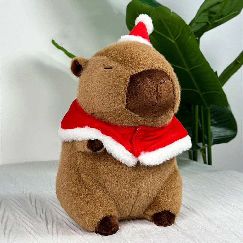 Vestir Navidad Capybara muñeco de peluche Festival de dibujos animados Capybara juguete de peluche esponjoso simulación Capibara muñeco esponjoso decoración del hogar