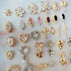 10pcs/lot Oval Flower Bear Nail Charms Jewelry Luxury Nail Parts Gems Stones Crystal Rhinestones Nail Art Decoration Accessories