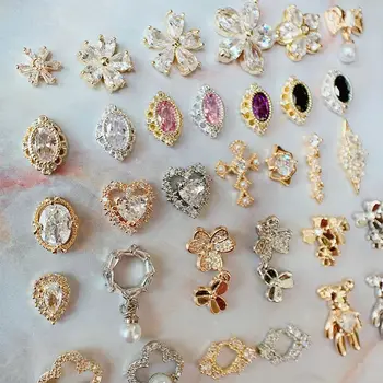 10 ชิ้น/ล็อตรูปไข่ดอกไม้หมีเล็บ Charms เครื่องประดับเล็บอะไหล่อัญมณีหินคริสตัล Rhinestones อุปกรณ์ตกแต่งเล็บ