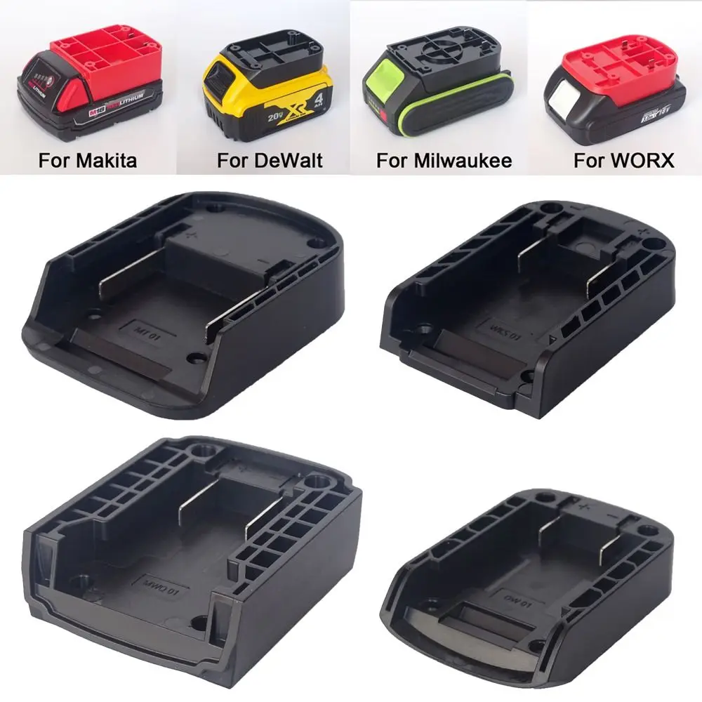 Portable DIY Adapter Durable ABS Holder Base Battery Connector for Makita/DeWalt/WORX/Milwaukee 18V Lithium Battery