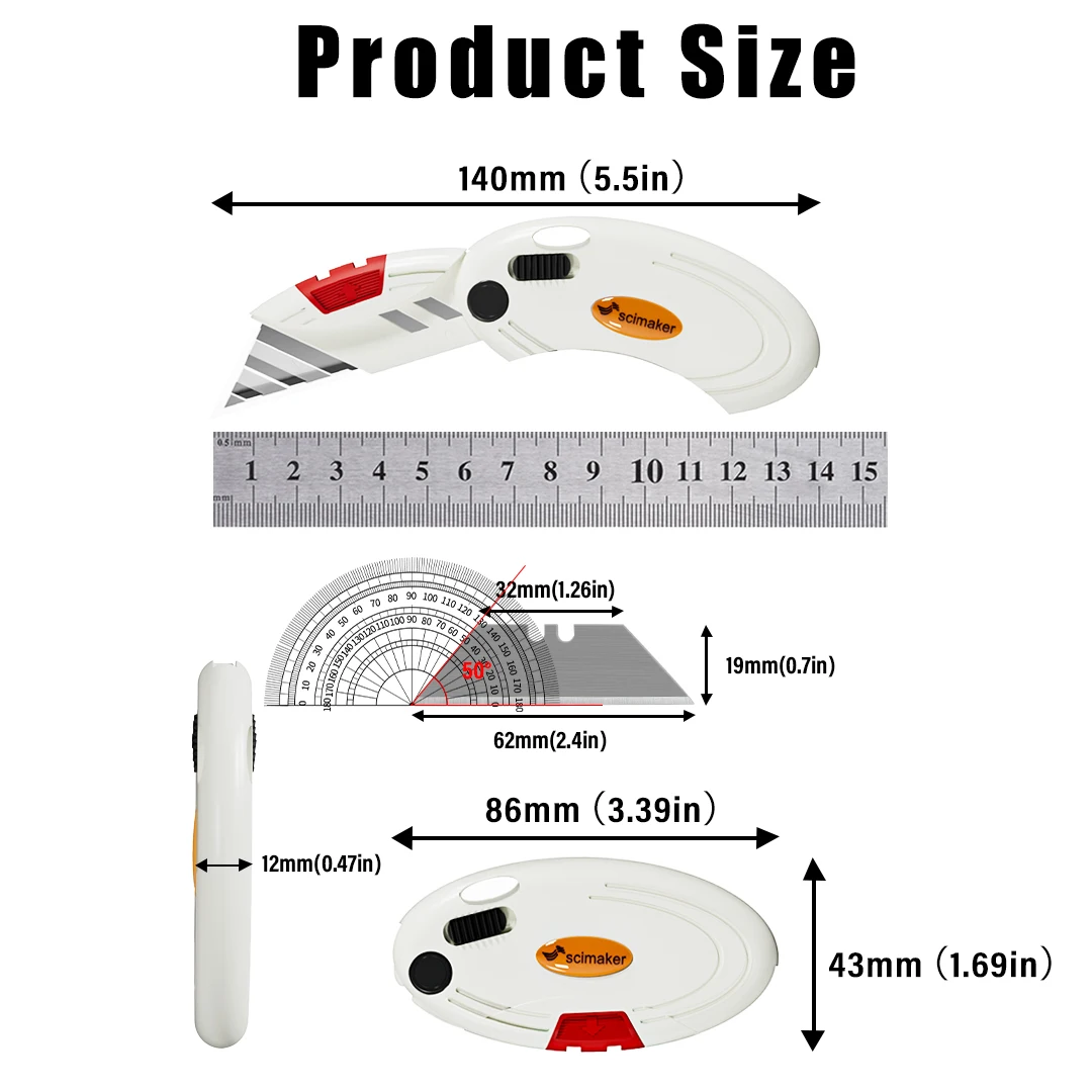 Box Cutters Utility Knife ,Letter Opener with Button Lock Mechanism,Razor Knife for Home,Office and Warehouse,Assorted Colors.
