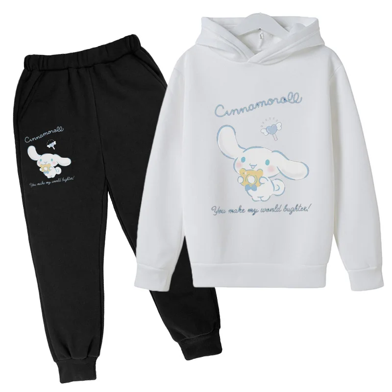 Cute and Sweet Girl Boy Hoodie Cinnamoroll Hoodie Autumn Sports Shirt Top+Pants Two Piece Set 2-12-year-old Kids Casual Set