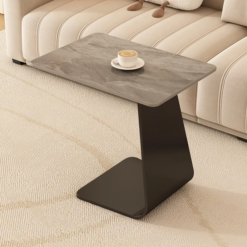 Wrought iron small apartment sofa side balcony tea table hotel reception negotiation table corner rock slab coffee table