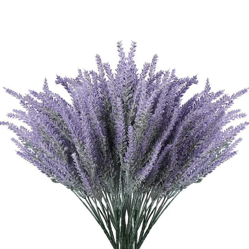 Artificial Lavender Flowers 8Pcs Fake Plants with Faux Plastic Wedding Bouquet for Table Centerpieces Home Kitchen Decor