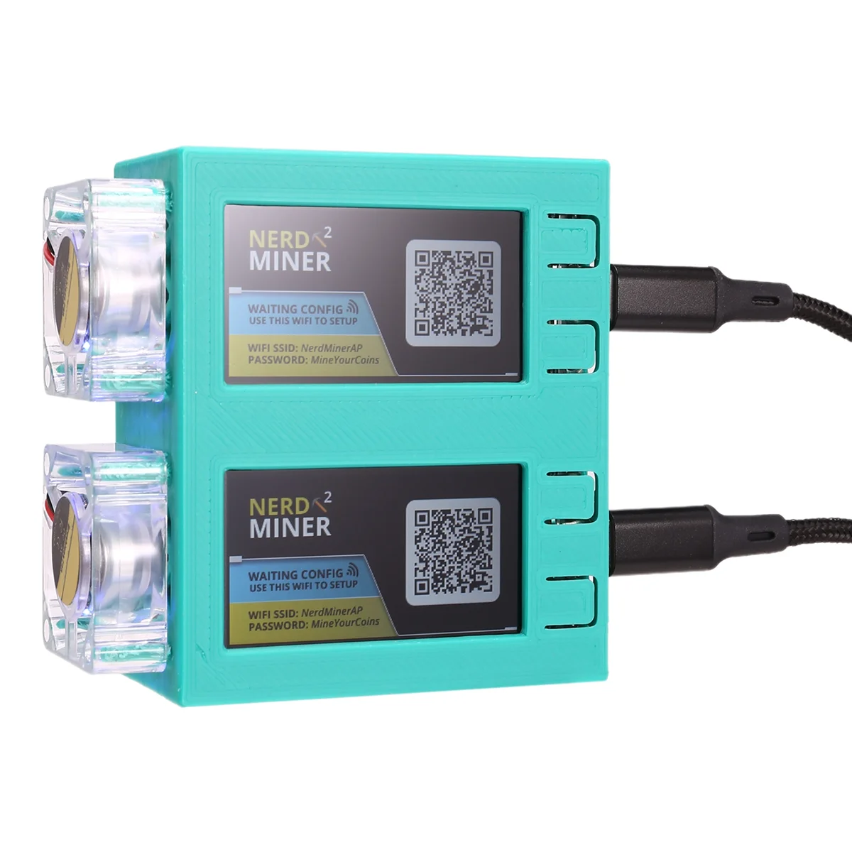 

Для NerdMiner V2 Miner 78KH/Sx2 двойной экран BTC Solo Lottery Miner Bitcoin Nerd Miner Lottery Miner со светящимся вентилятором, B