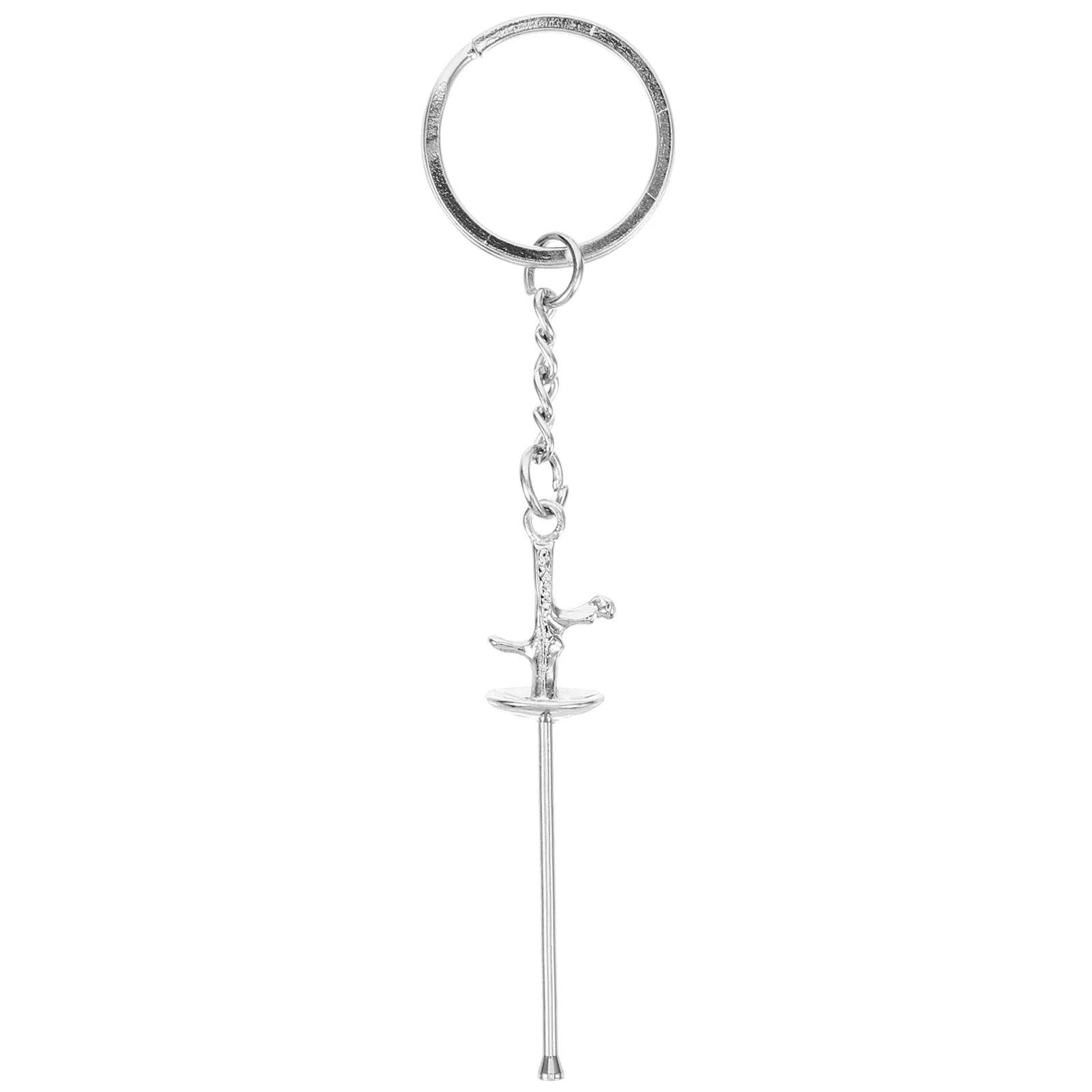 

Key Ring Keychains Car Gift for Women Foil 1100X270X150CM Fencing Pendant Silver Metal Rings Lovers Miss