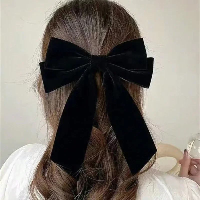 헤어집게핀Clip for Women Autumn-winter Vintage Velvet Bow Back Hair Clip Spring Clip Hair Accessories for Girlfriend Gifts Suitable