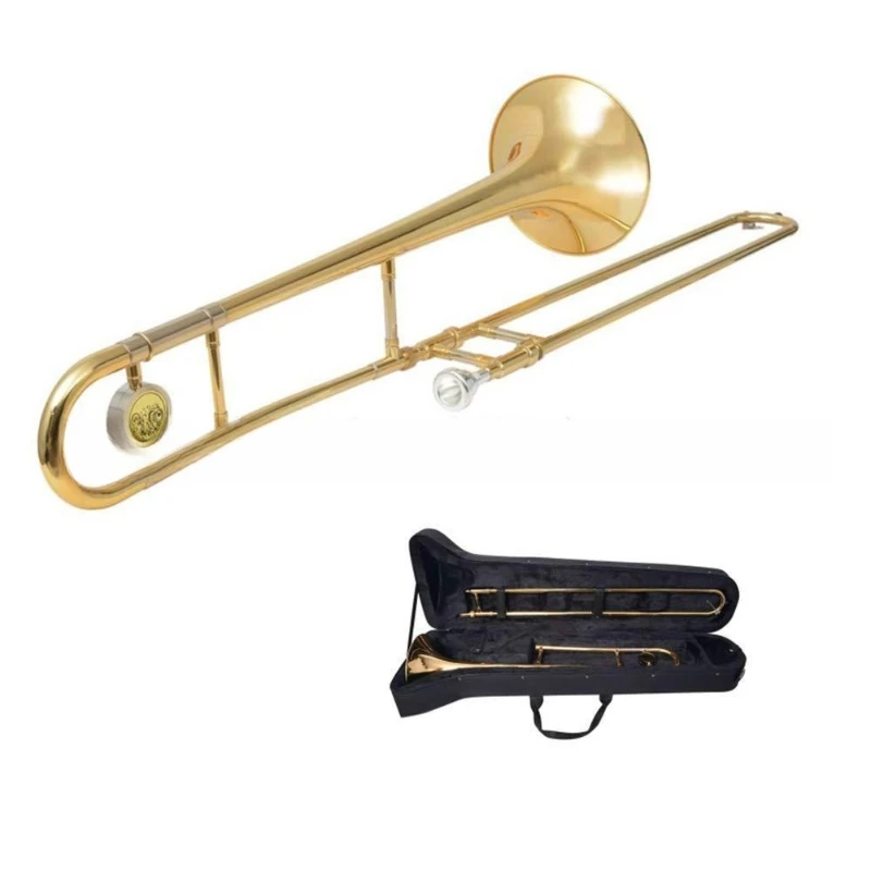 

Alto trombone, beginner's brass brass in B flat, lacquered gold nickel silver trombone
