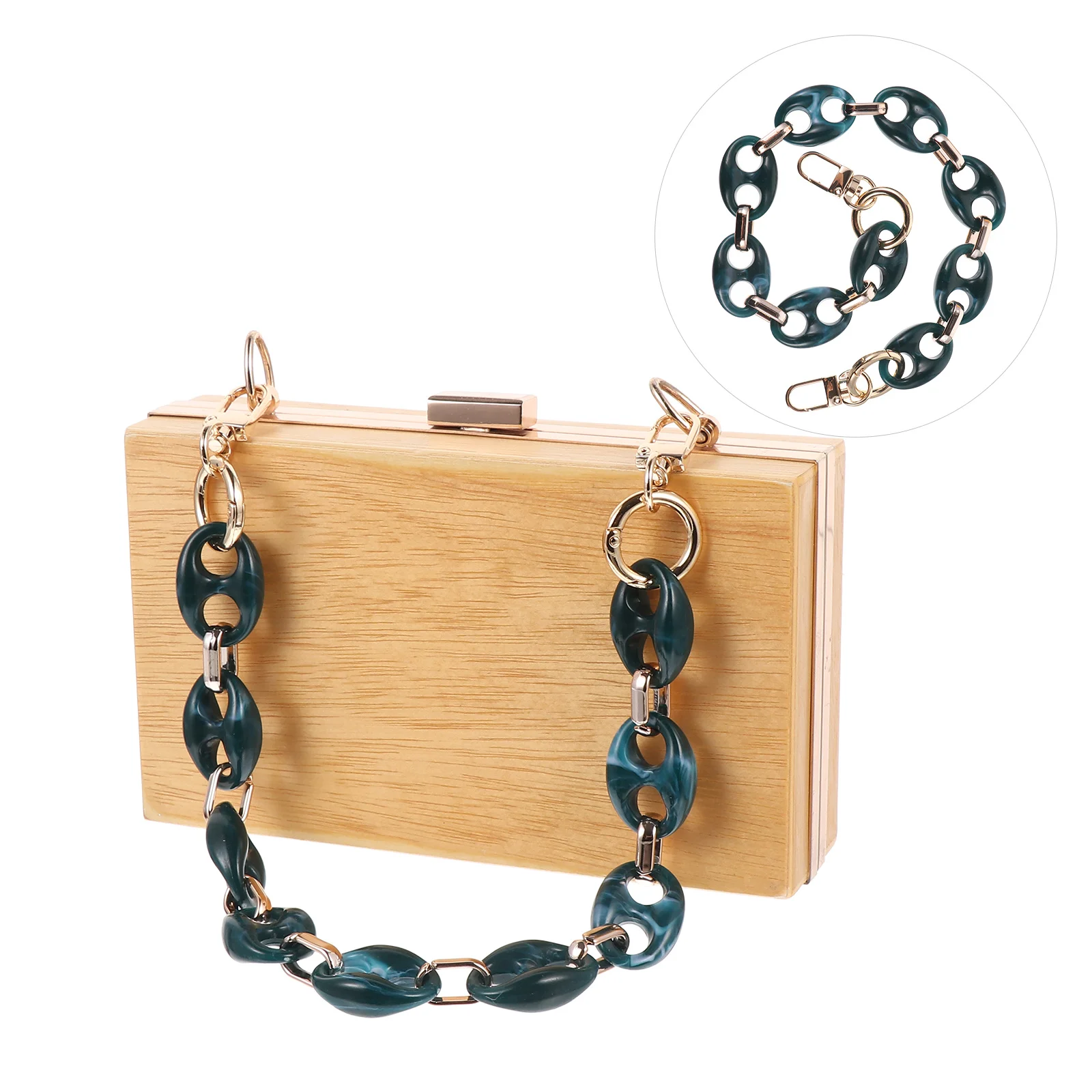 Colorblock Retro Bag Chain Strap Stylish Resin Acrylic Design Strong Load-Bearing Long-Lasting No Fade DIY Handbag Shoulder