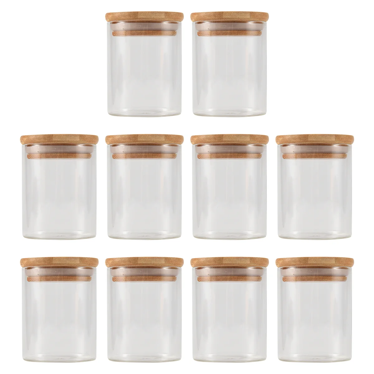

A50ZZ 10Pcs Bamboo Wood Lid Glass Jar Airtight Canister Kitchen Storage Bottles Jars Food Container Tea Coffee Beans Candy Jar