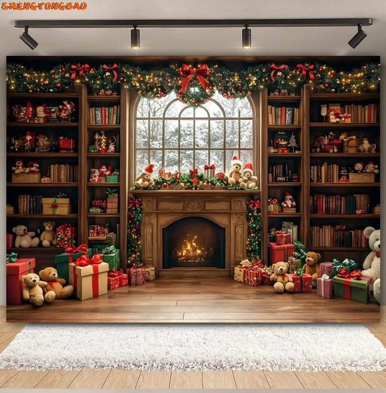 Рождественские фоны для фотографий, домашний дворец, зеленые гигантские часы, рождественская елка, подарок, семейный фон для вечеринки, декор, реквизит для фотостудии