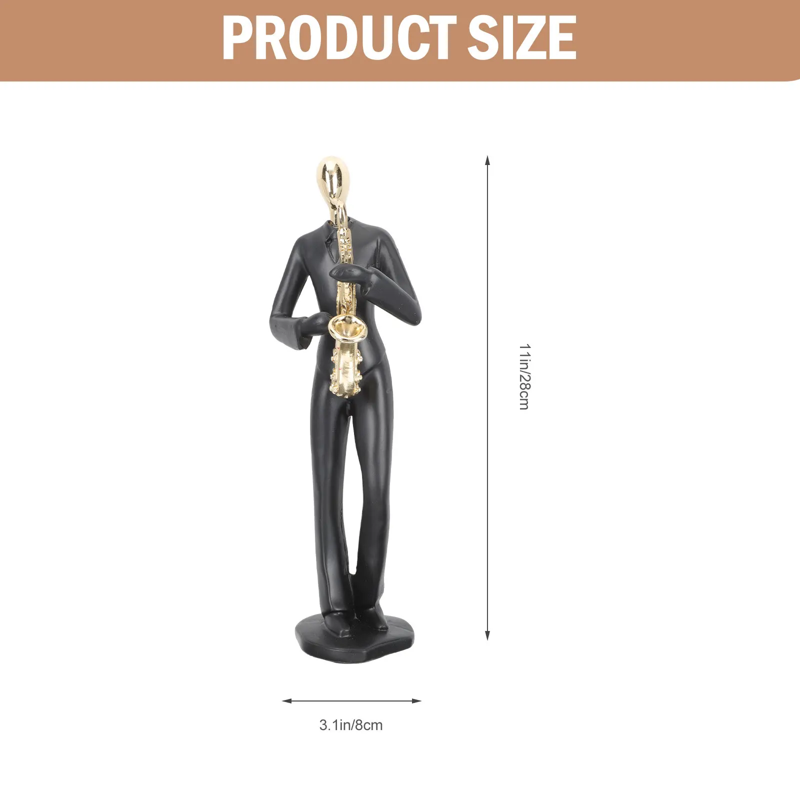 Resin Band Figurine for Music Collectors, Offering Stable Placement, Black Musical Character Tabletop Decor, 1 Piece