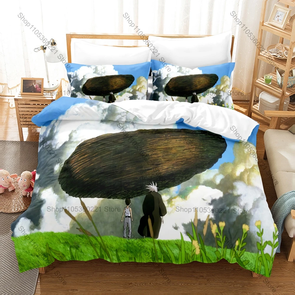 Cool The Boy And The Heron Anime Print Bedding Set 3Pcs Soft Polyester Duvet Cover + 2 Pillowcases No Comforter Multi Size Bedro
