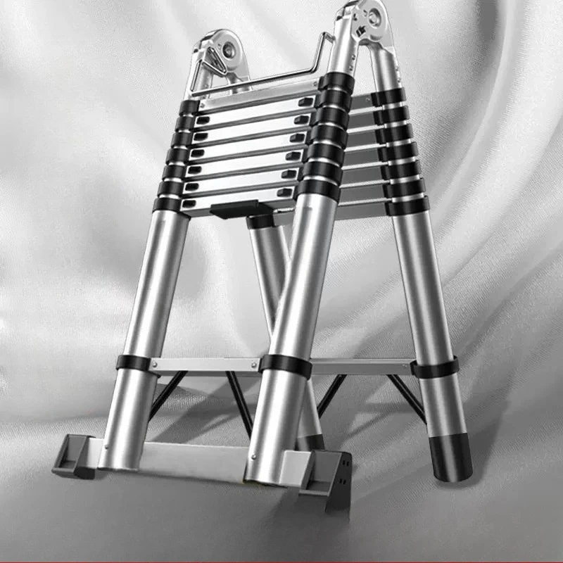 Stainless steel ladder household folding herringbone trapezoid thickened portable straight ladder telescopic ladder