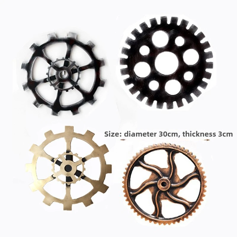 Vintage Hogar y Decoración - Rustic Industrial Gear Clock Wood Wall Decor Gothic Metal Adornos Bar Art for Steampunk Enthusiasts