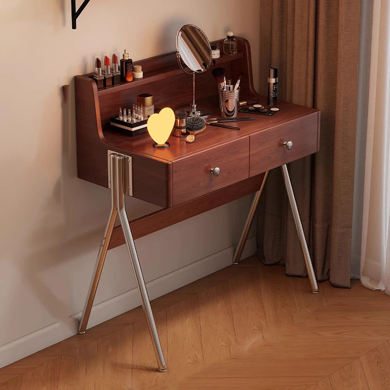 Customizable Toeletta vintage in legno Specchio da scrivania Trucco Camera da letto Comodino Toeletta da donna Moderna
