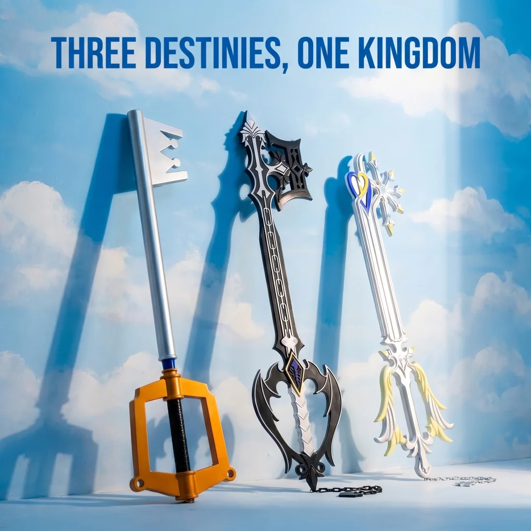 34inch Kingdom Hearts Sora Keyblade Japanese Anime Cosplay Prop Katana Sword Ninja Knife Sabre 1:1 Scale PU Material Toy Gift