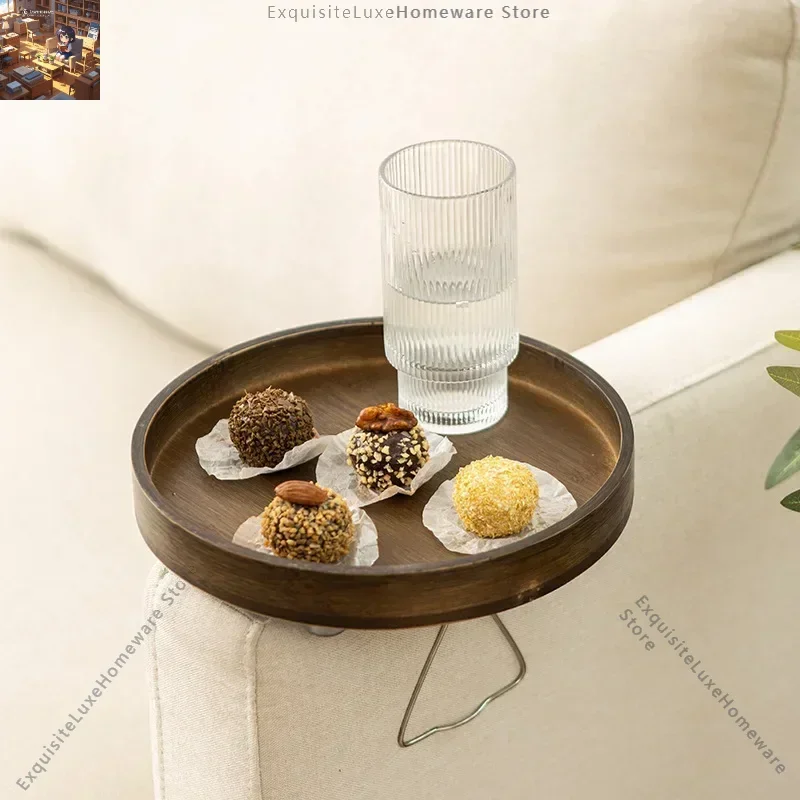 

Creative Sofa Armrest Tray Walnut Color Cup Holder Waterproof Durable Tray for Living Room Coffee Table Practical Sofa