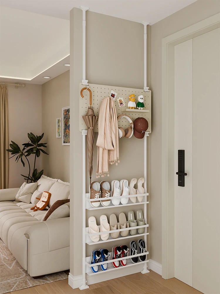 Shoe rack at the entrance, entrance hole board, wall decoration rack, and hanger at the door are integrated