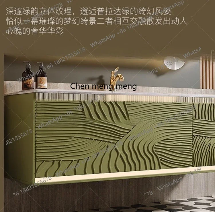 X  Light luxury bathroom cabinet combination Minimalist bathroom Luxury stone washbasin High-end hand washbasin