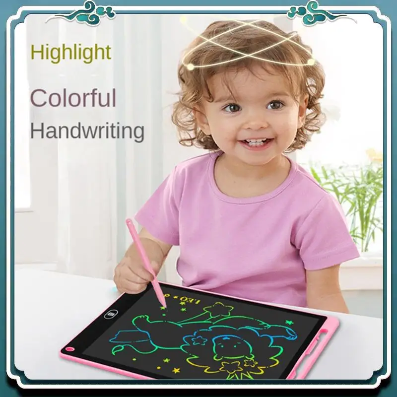 12 Inch K Model Lcd Handwriting Board Color Drawing Doodle Eye Protection Writing Board Color Screen,Light Pink Easy To Use