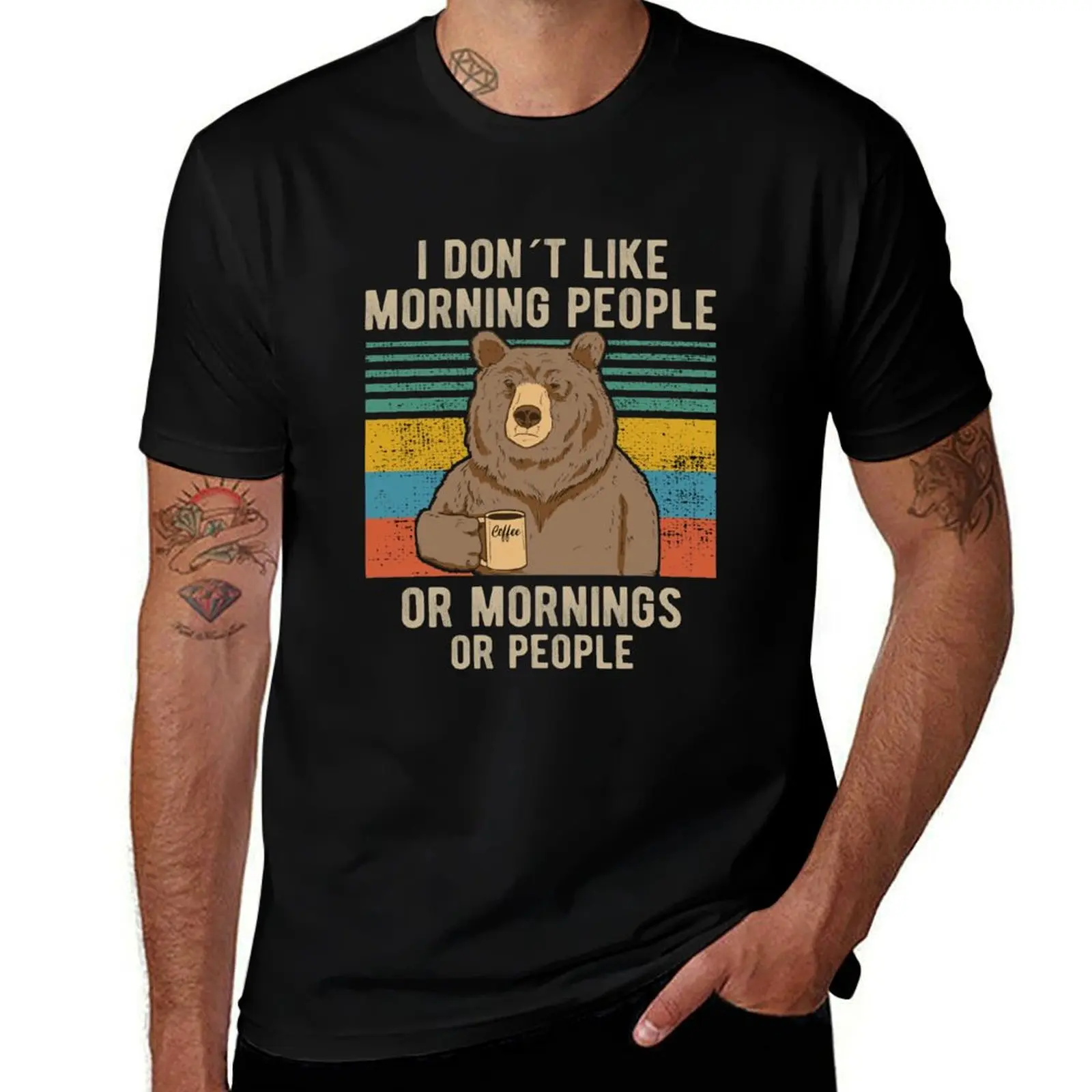 

I Hate Morning People And Mornings And People Funny Bear T-Shirt tops graphic shirts luxury clothing labubu men workout shirt