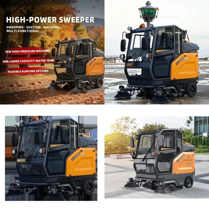 3-wheel Self-Propelled Road Cleaning Equipment with Water Spraying Function Floor Cleaning Machine Electric Ride-on Road