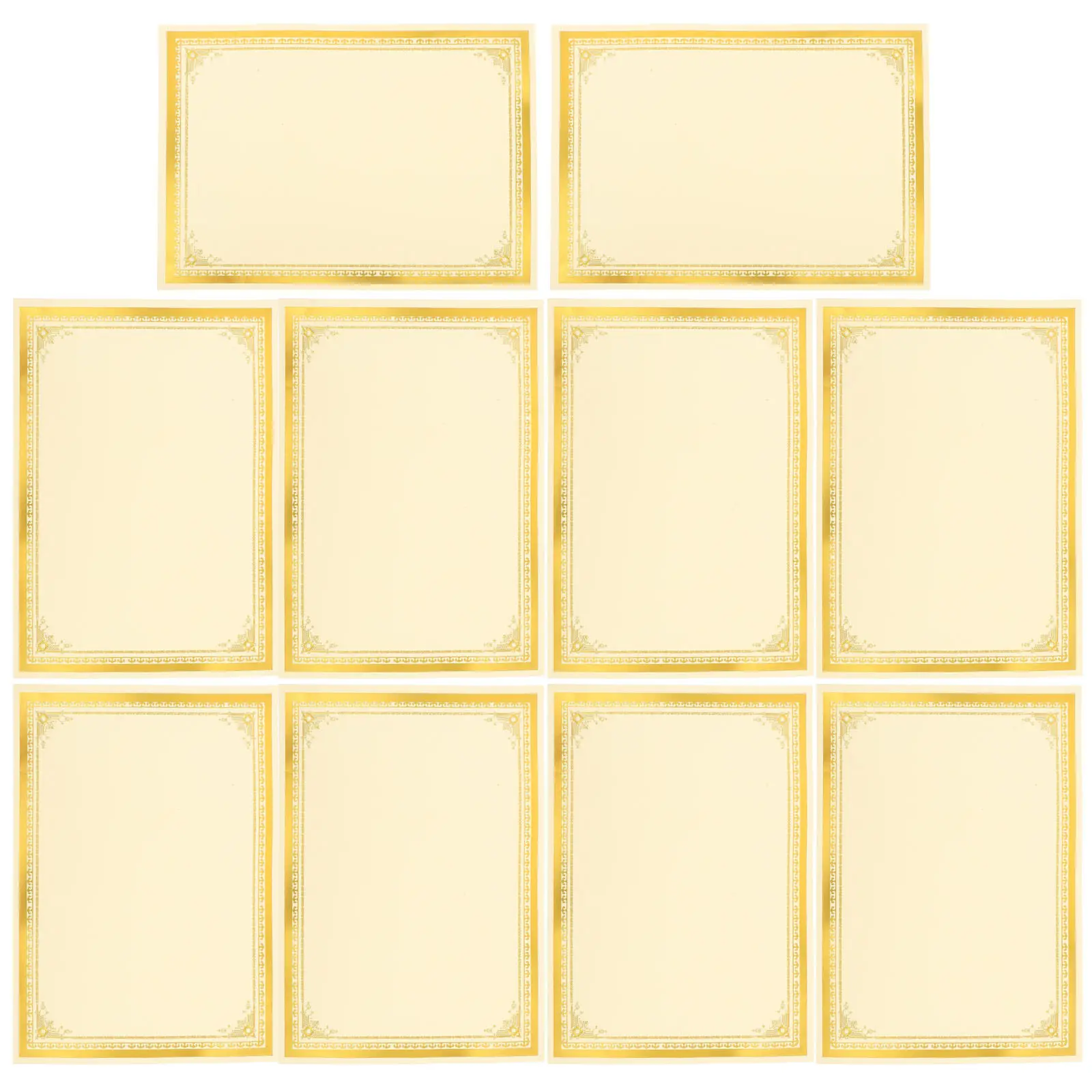 

10Pcs Blank Certificate Inner Paper Smooth Writing Surface Decorative Border Award Ceremony Graduation Employee Recognition