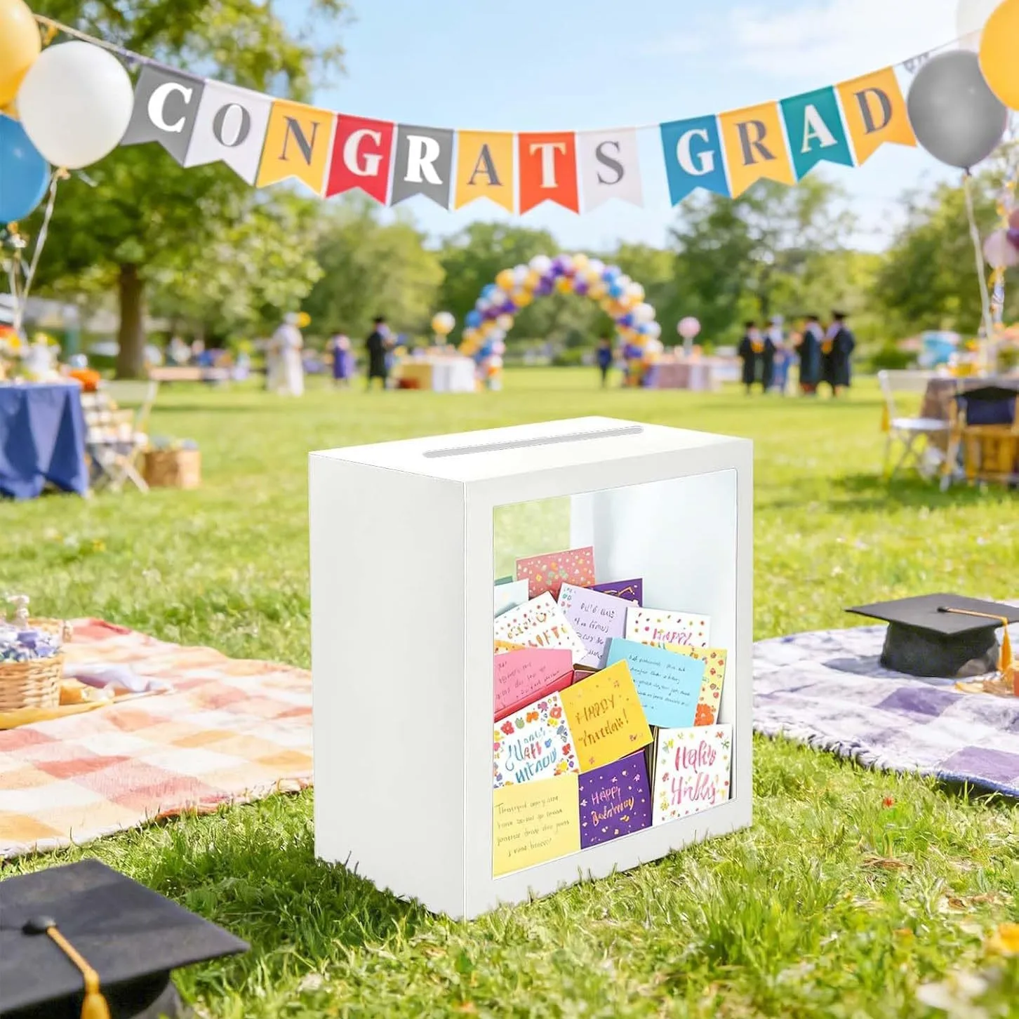 Ballot Box Suggestion Box Donation Collection Box with Clear PVC Window, Square Card Box for Voting Raffle Ticket Charity Party. view 4