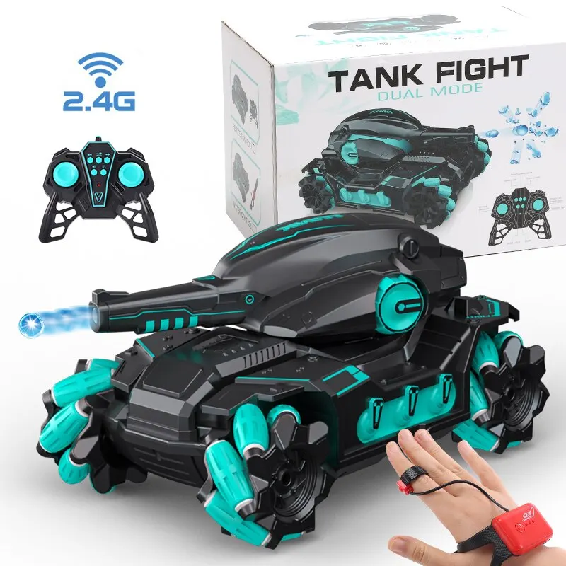 Zbiornik Rc zabawka 2.4G sterowany radiowo samochód 4WD Crawler bomba wodna wojna Tank Control gesty Multiplayer zbiornik RC zabawka dla chłopca