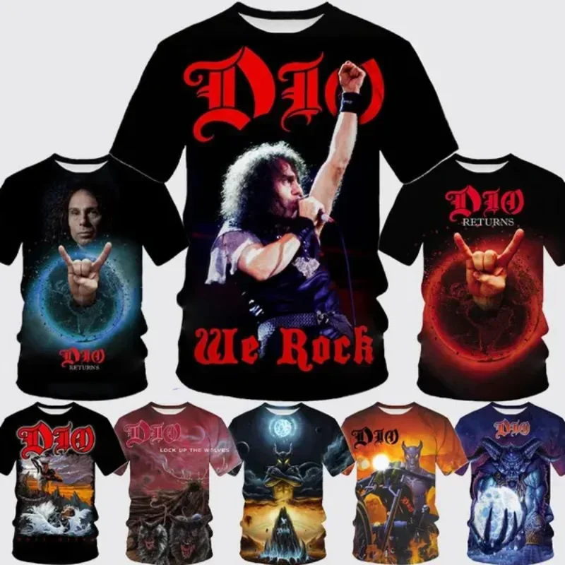 Moda męska odzież New Metal Rock Dio Band 3D T-shirt z nadrukiem Hip Hop Street Unisex Oversized T Shirt Harajuku z krótkim rękawem