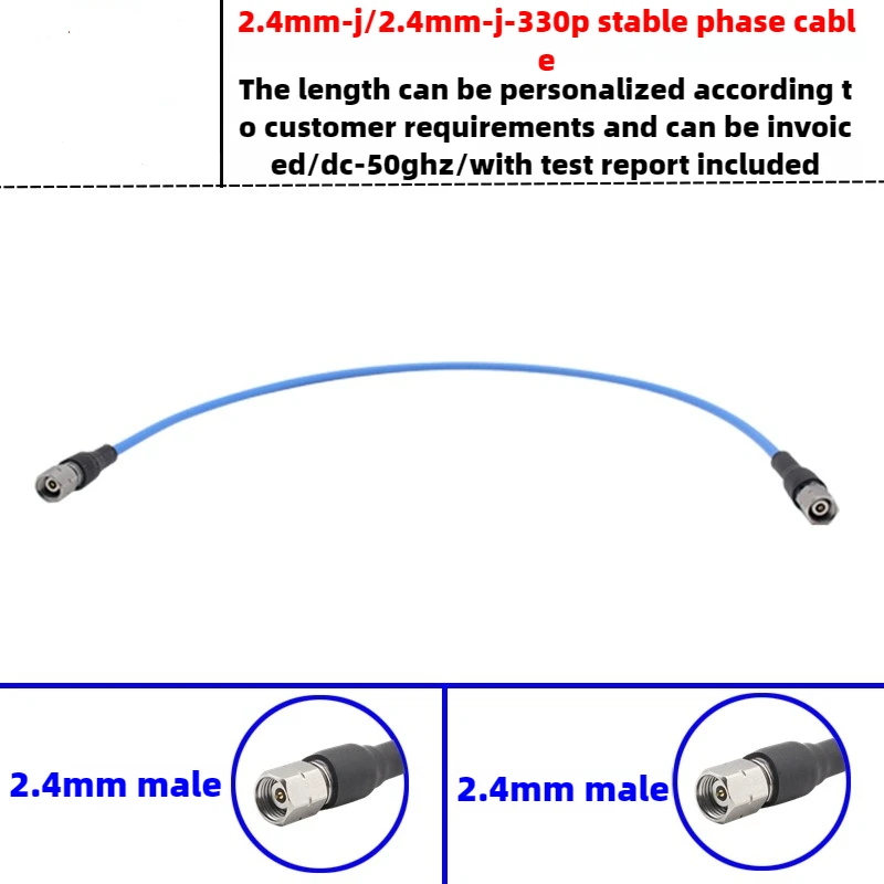 2.4MM Male Millimeter Wave Test Cable 50GHz Low Loss Stable Amplitude And Phase Connectors for High Frequency Applications