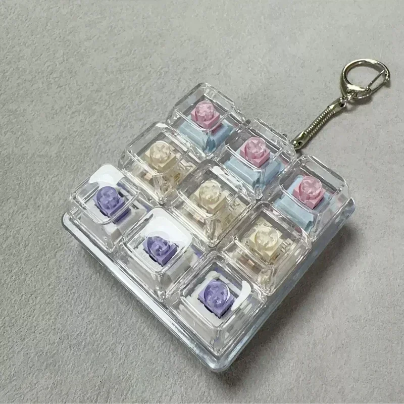 Nine key decompression button PC high transparency hat keyboard decompression pinch button keychain toy for children