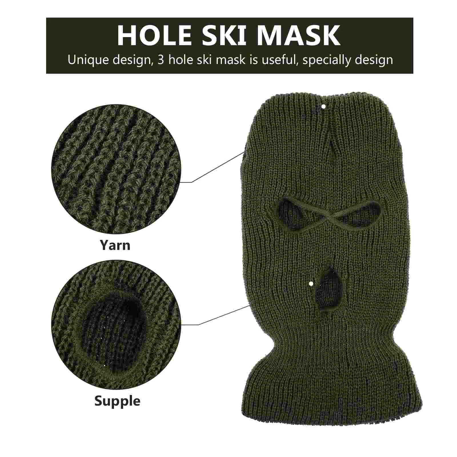 Cold Three Hole Wool Hat Miss Face Masks Knitting Ski Yarn Dino Warm Full Cover