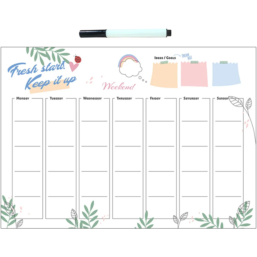 40x60 سنتيمتر المغناطيسي الجاف محو التقويم السبورة ل جدار الكتابة على الجدران ملصق قابل للإزالة مع علامة لوحة بيضاء مخطط أسبوعي