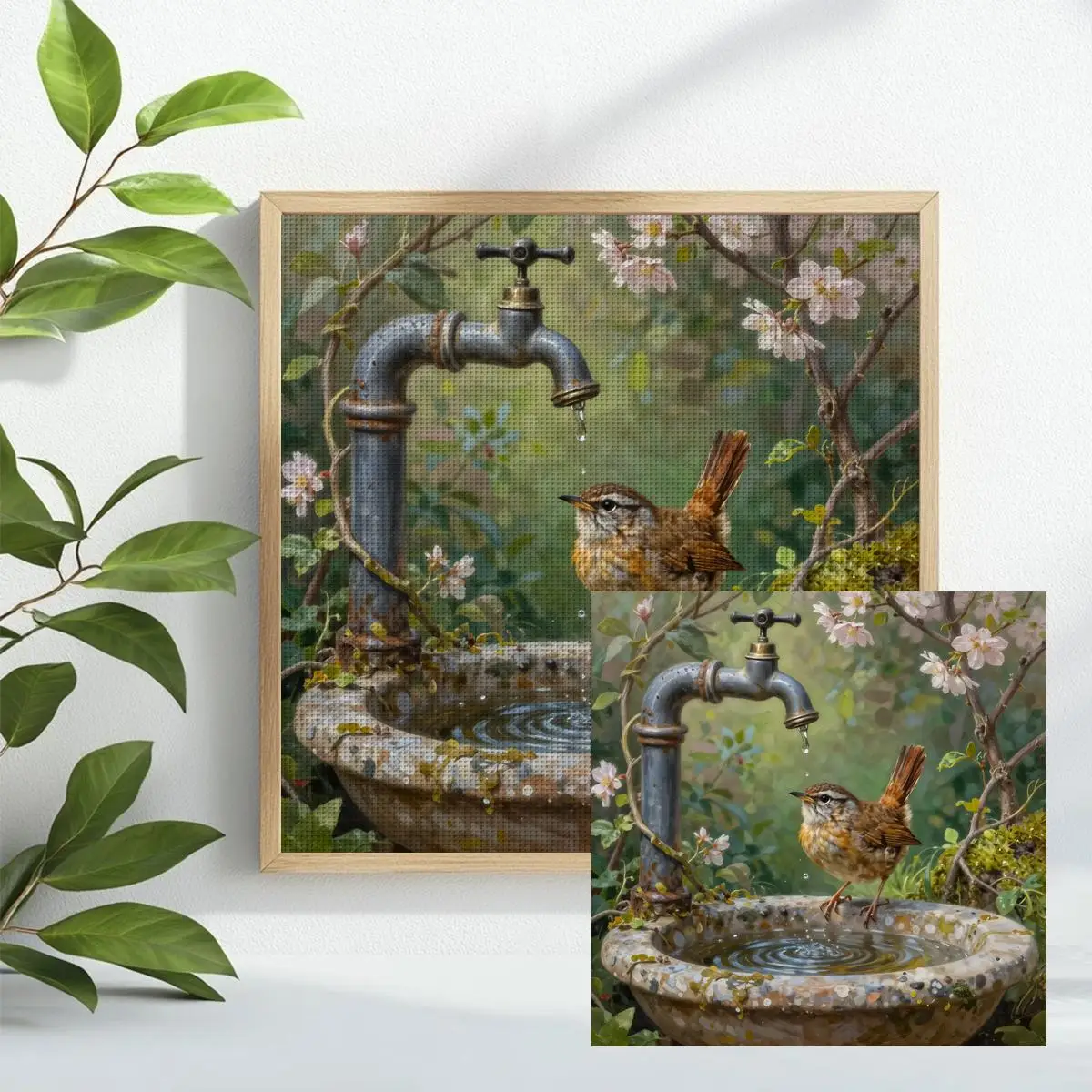 1pc 40X40CM/15.74inch Sparrow Stamped Cross Stitch Kit DIY Kit 11/14/16CT DIY Embroidered Set DIY Cross-Stitch Set Accessories - view 3