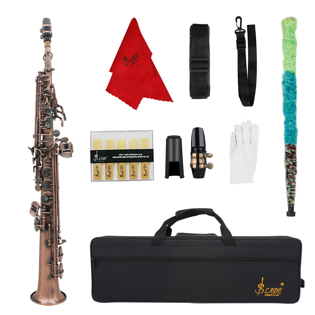 

SLADE Bb B Flat Soprano Saxophone Vintage Bronze Copper Sax with Saxophone Case Accessories Professional Woodwind Instrument