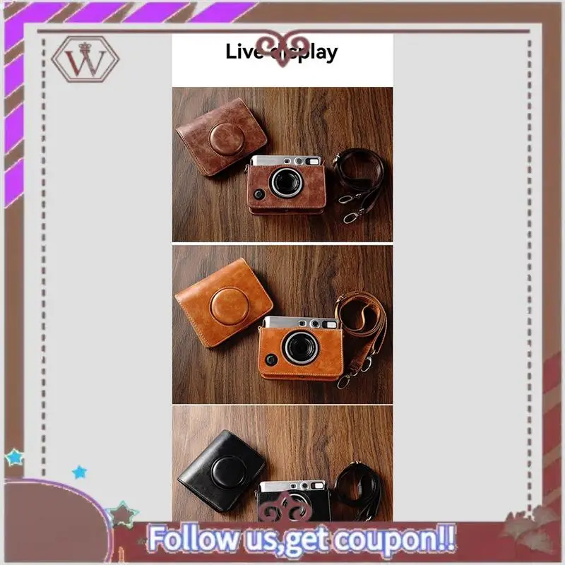 حقيبة كاميرا جلدية ABBG-PU لـ Fujifilm Instax Mini EVO حافظة واقية مع حزام كتف لتخزين ملحقات الكاميرا