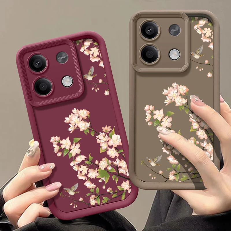 Cherry Blossom Flower Case For Xiaomi Redmi Note 13 14 12 11 Pro 5G Poco F6 X6 X5 13T 14T Pro Funda Shockproof Silicone Cover