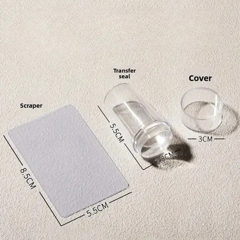 Transparent Nail Stamper with Scraper Kits Silicone Head Stamp French Nail Printing Polish Stencil Nail Art Stamping Tools