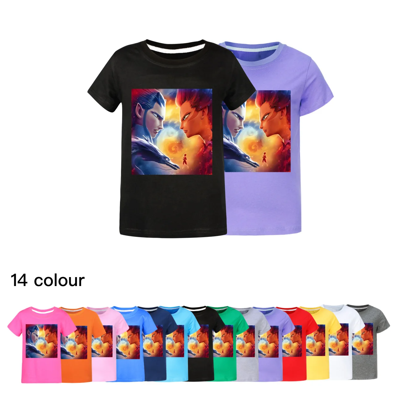 Kids Fashion Anime T-Shirt New s Ne Zha 2 Cartoon Movie Nezha Toddler Boys Short Sleeve Casual Wear Baby Girls Fashion Top