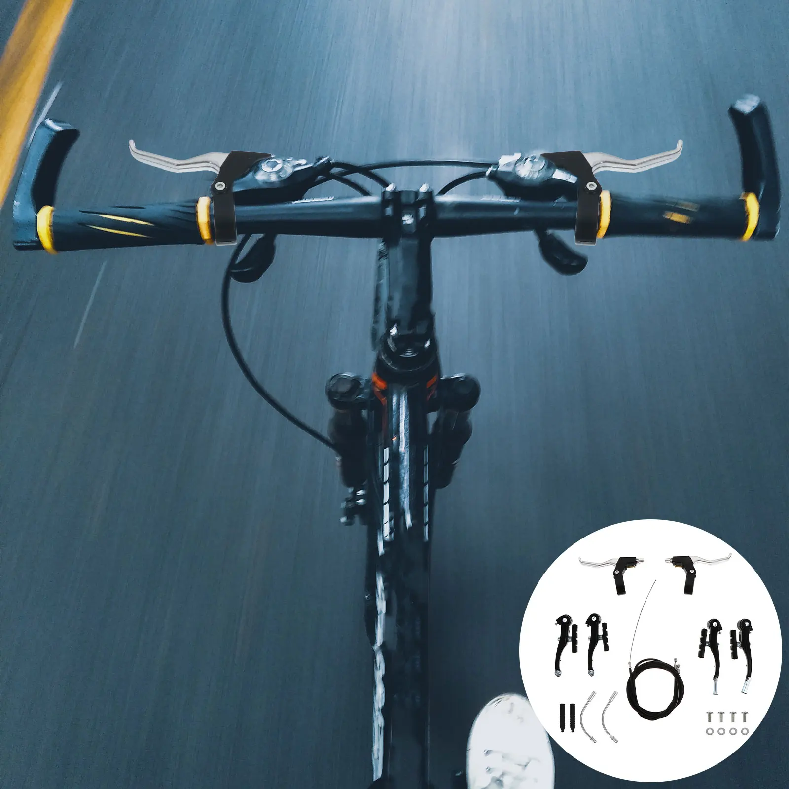 

All Aluminum Disc Brake Set for Mountain Bike 24 Inch Alloy Kit Work Accessories Bike Disc Brake Handlebar Lever Set