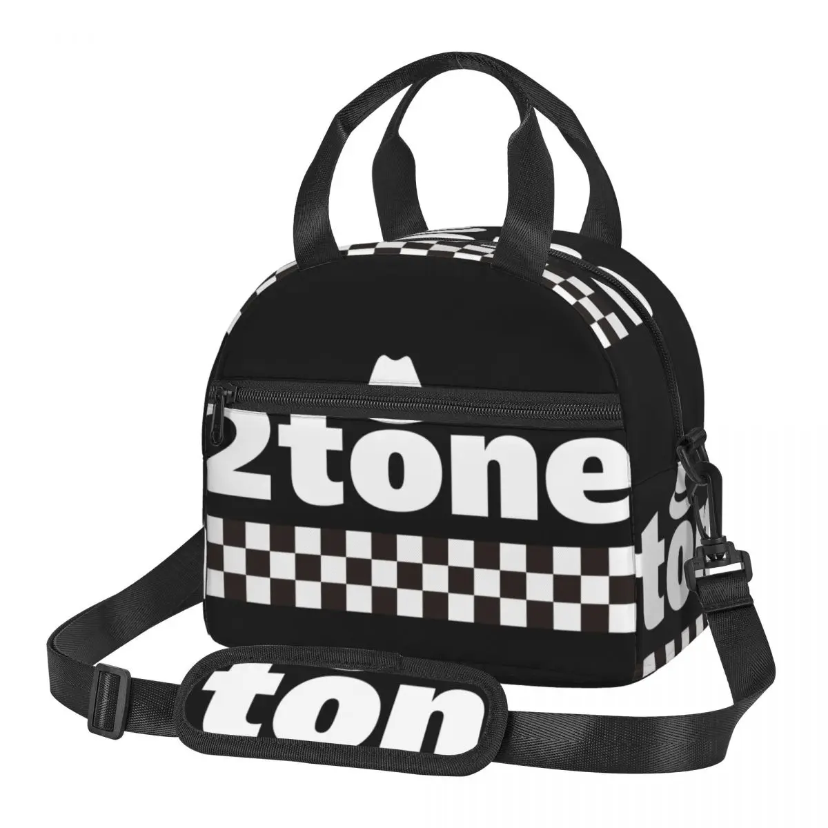 

2 Tone British 70s 80s Jamaican Ska Music Insulated Lunch Bags With Adjustable Shoulder Strap Punk Rock Thermal Cooler Lunch Box