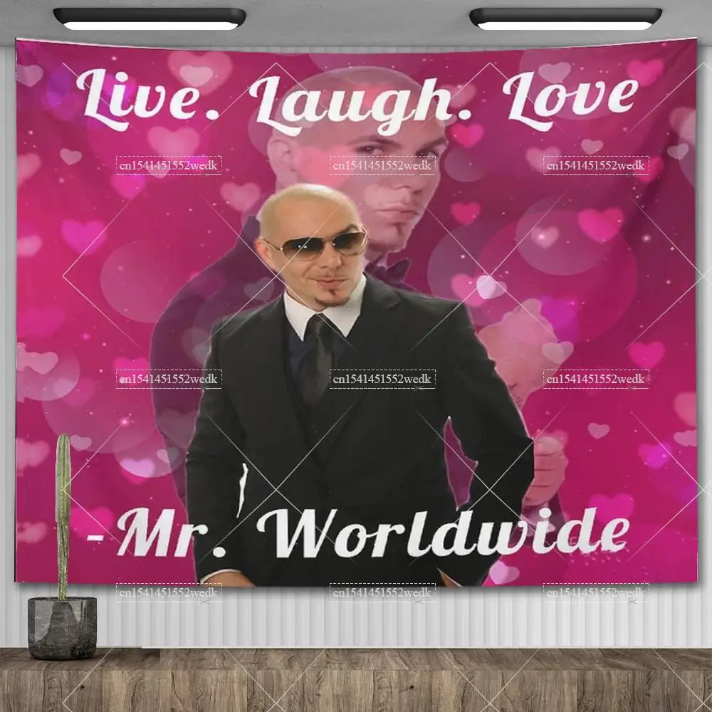 Mr. Worldwide Wall Tapestry Gobelin Funny Meme Tapestry Aesthetic India Hippie Decor Tapestries Living Room Home Decoration